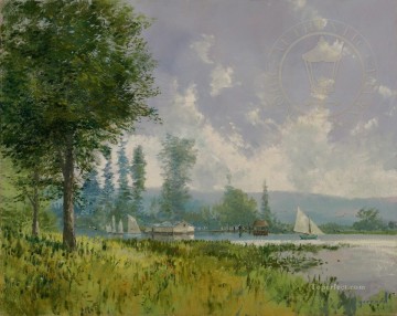 ブルック川の流れ Painting - セーリングデーの自然の風景